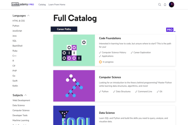 Lộ trình sự nghiệp của Codecademy Pro