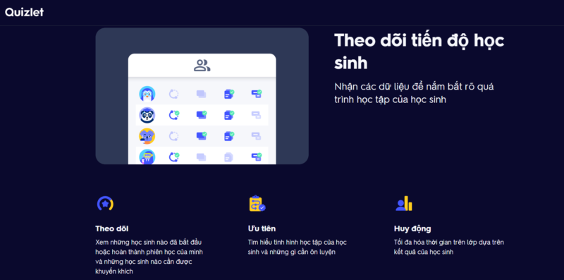 Quizlet hỗ trợ giáo viên trong việc giảng dạy