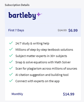 Tính năng của tài khoản Bartleby Plus