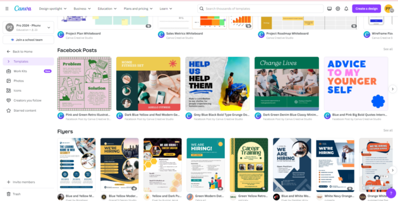 Kho tài nguyên khổng lồ và đa dạng Canva Pro