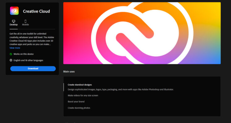tải và cài đặt Adobe Creative Cloud