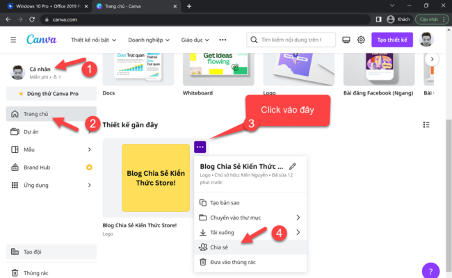 Chia sẻ và cộng tác Canva Pro