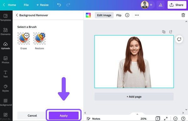 Tách nền ảnh tự động Canva Pro