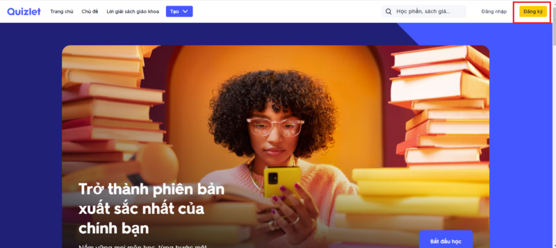 Truy cập trang web Quizlet