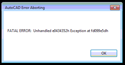autocad error aborting
