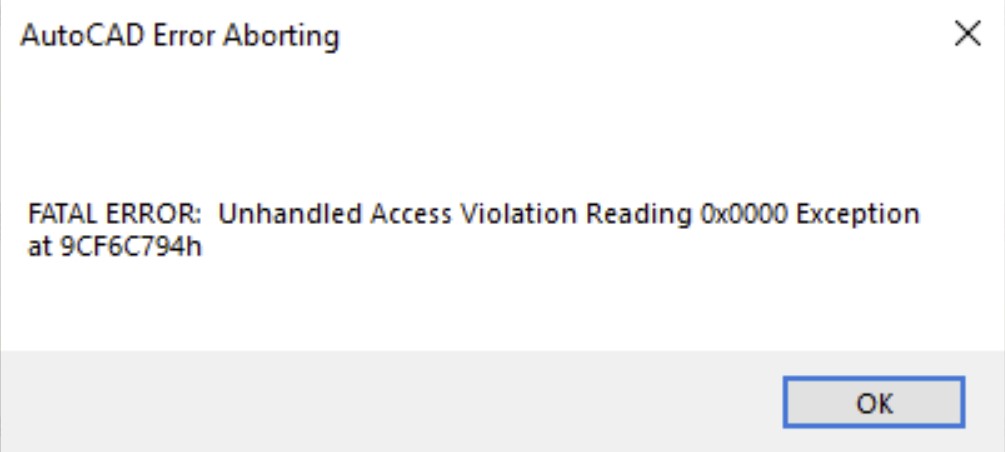 cach fix autocad error aborting