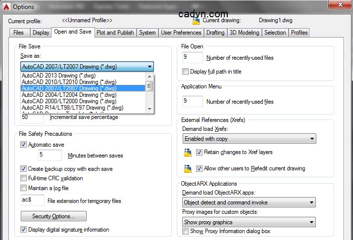 Giao diện mở file DWG AutoCAD