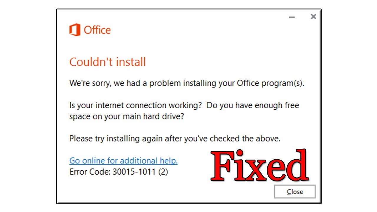 FIX" Microsoft Office Error Code 30015-1011(2) & 0-1036 (0) - Office 365  Code 30015-1011(2) - YouTube
