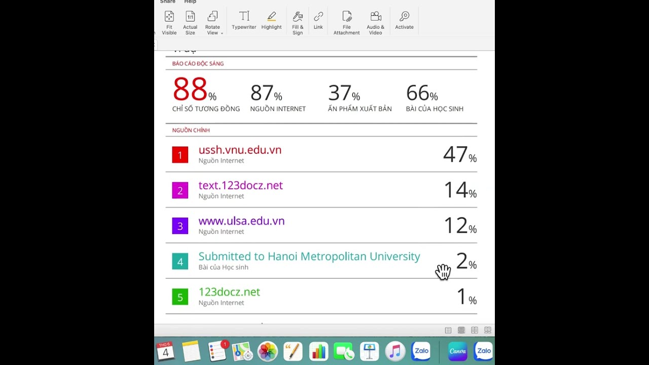 Các yếu tố ảnh hưởng điểm Turnitin
