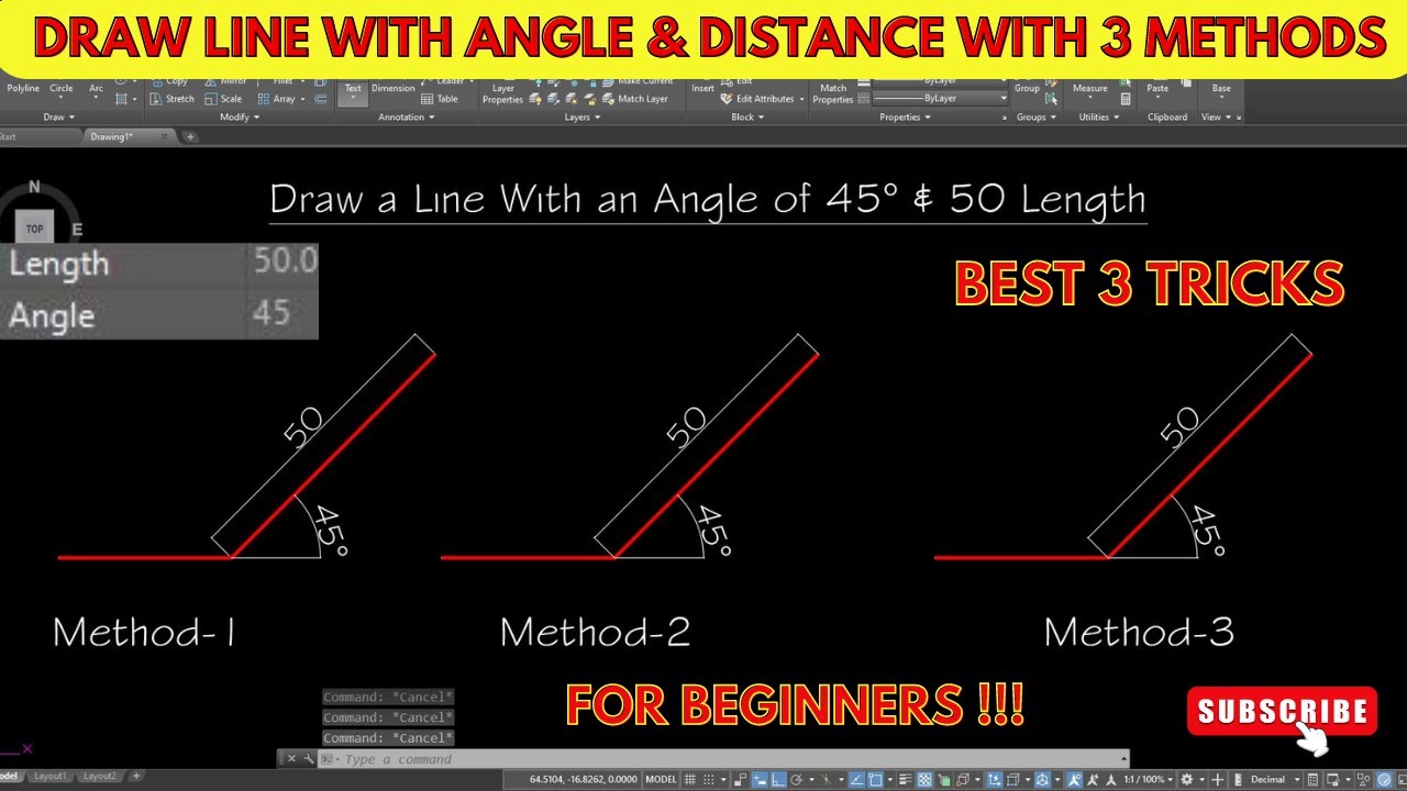 autocad 45 degree line