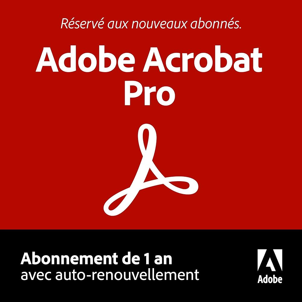 Adobe Acrobat Pro | Logiciel PDF | Convertir, éditer, signer  électroniquement, protéger| Abonnement de 1 an avec auto-renouvellement |  PC/Mac : Amazon.fr: Logiciels