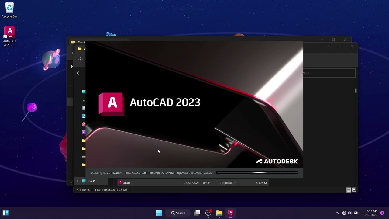 Giao diện AutoCAD báo lỗi 4005