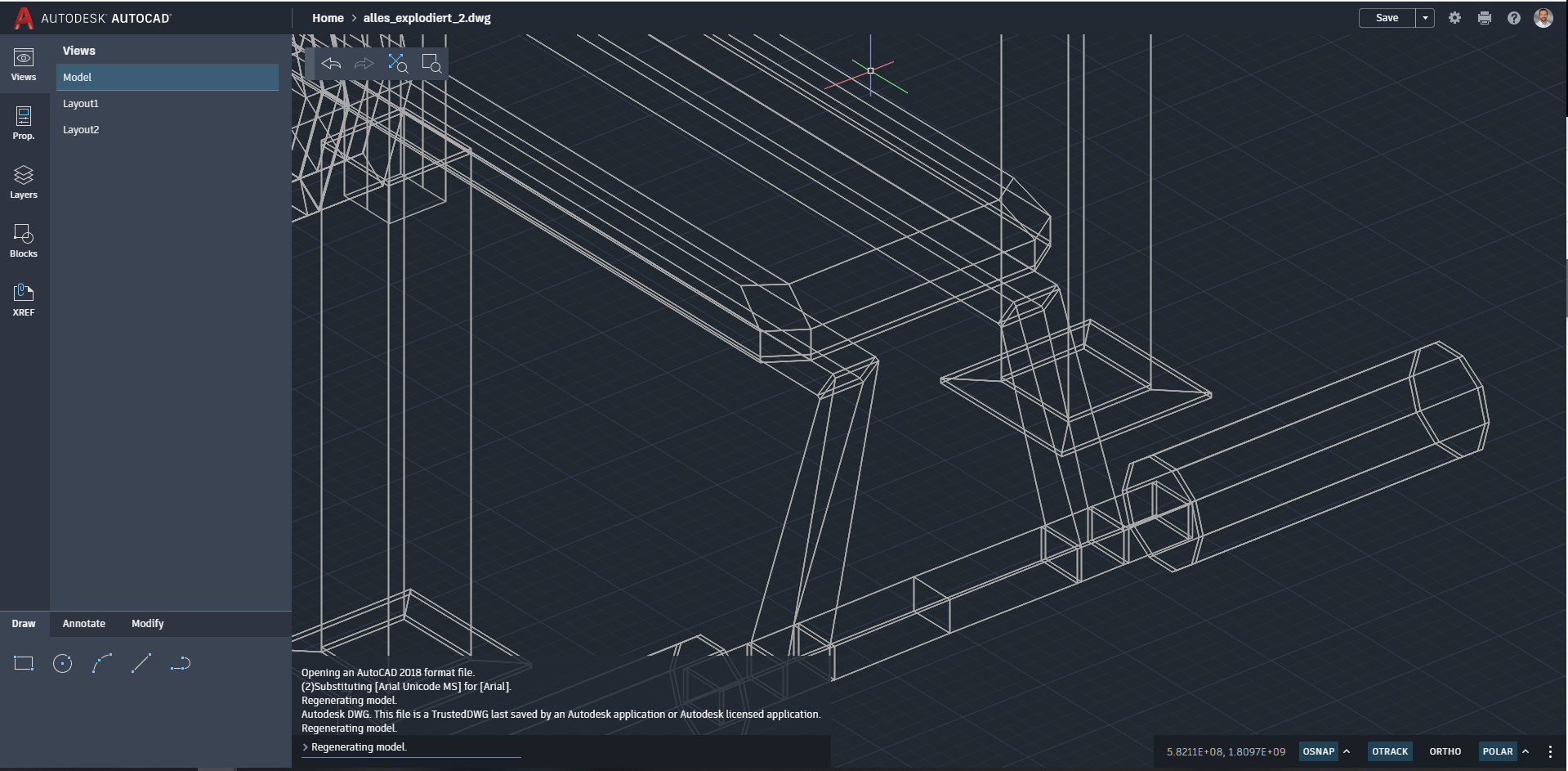 Giao diện Autocad 3D online trực tuyến