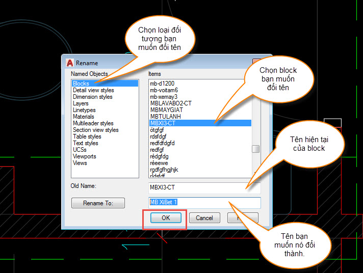 tại sao cần đổi tên block trong AutoCAD