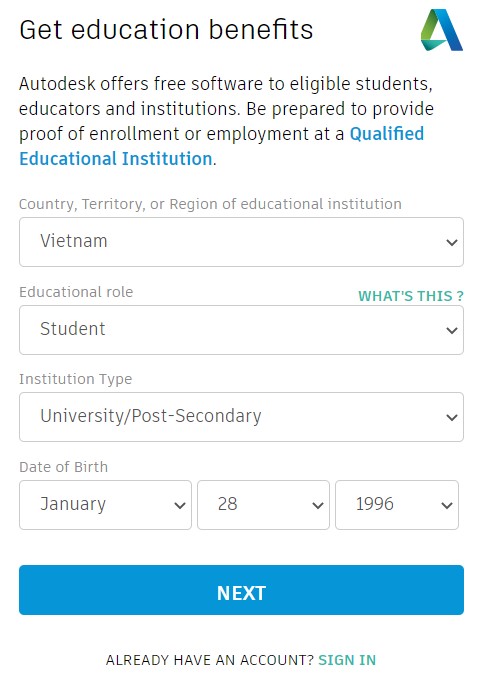 cài đặt AutoCAD student