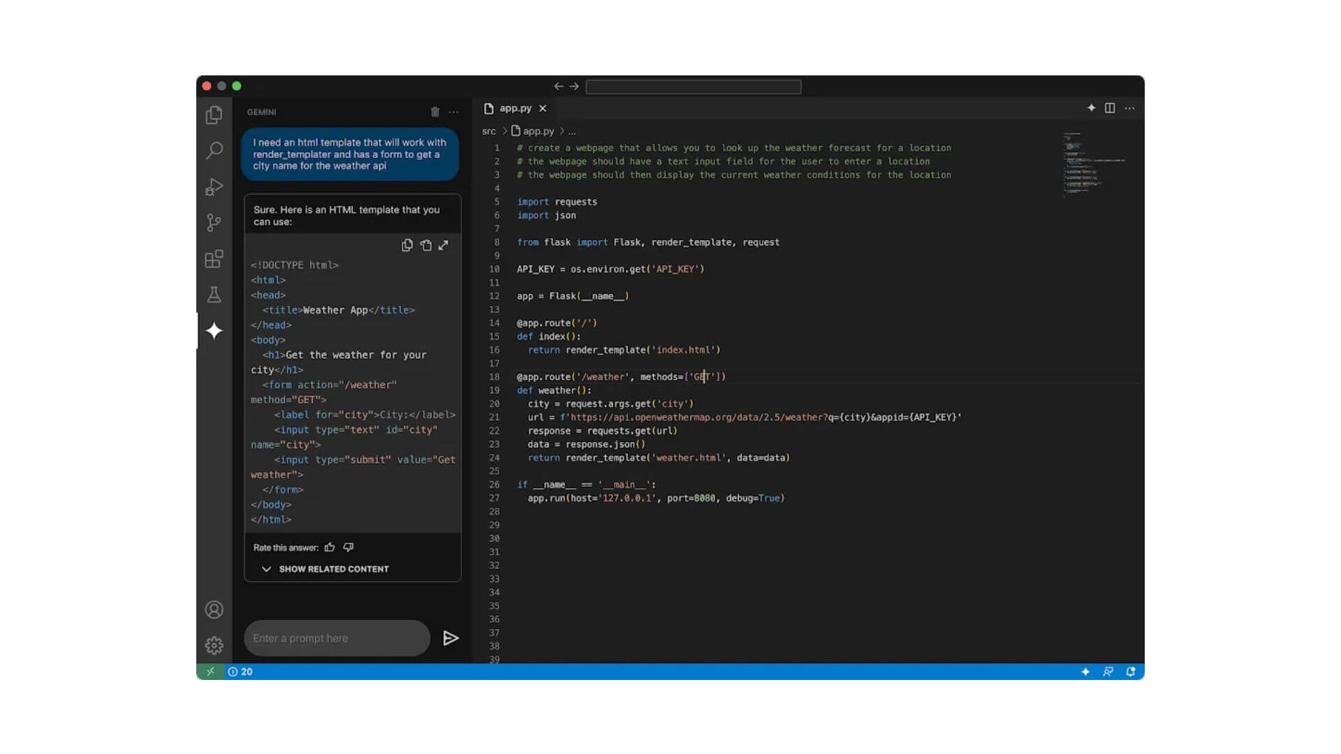 Gemini Code Assist hỗ trợ viết mã Python