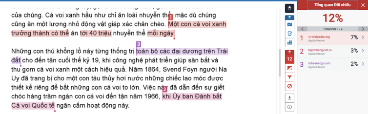 Báo cáo chỉ số Turnitin