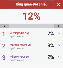 Báo cáo phần trăm trùng lặp trên Turnitin