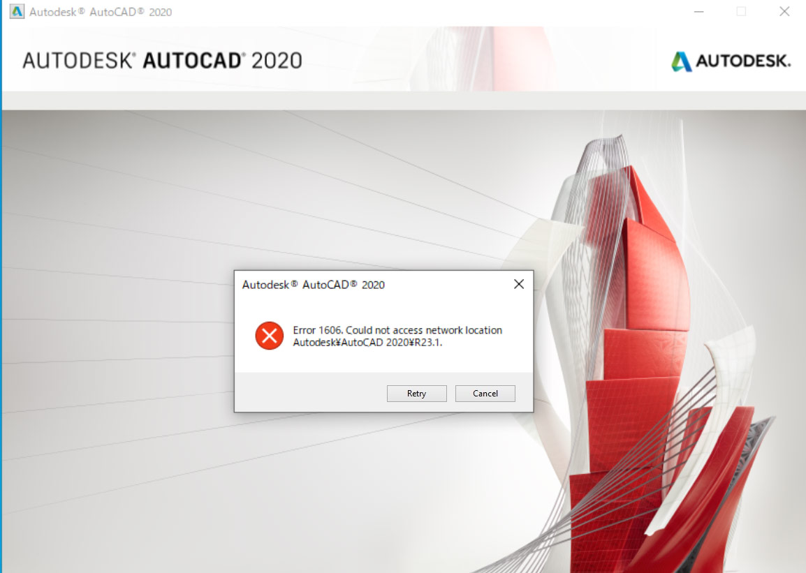 Nguyên nhân lỗi 1606 AutoCAD
