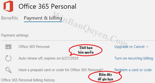 Cách kiểm tra thời hạn sử dụng bản quyền Office 365 - WINBANQUYEN