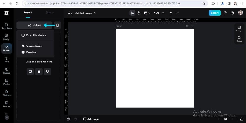 capcut remove background interface