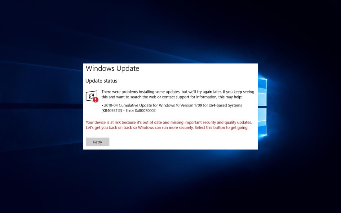 Hướng dẫn fix lỗi Windows Update 0x80070002 - Yêu Phần Cứng
