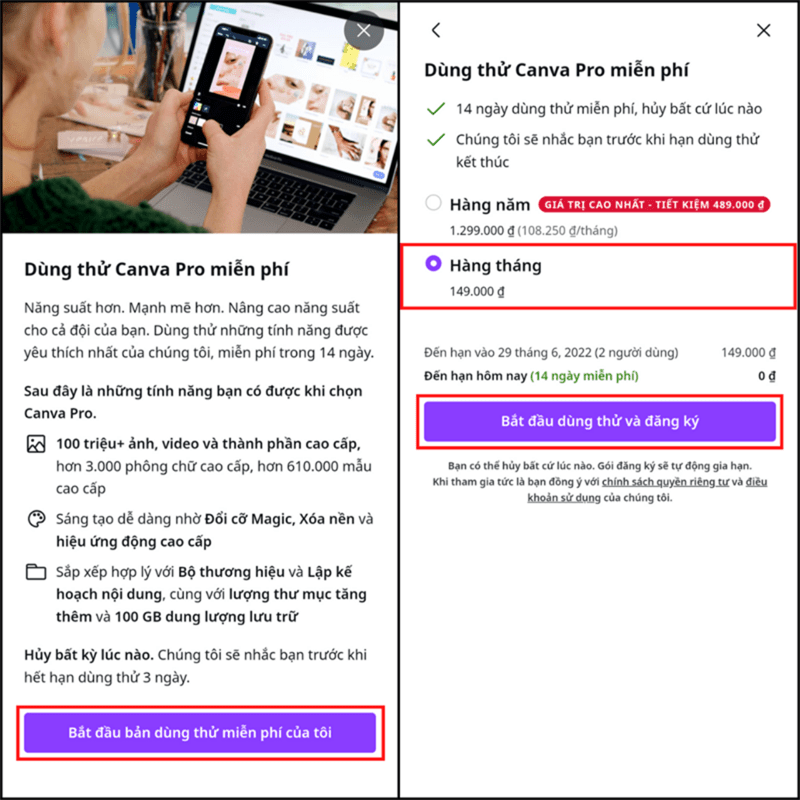 Dùng thử Canva Pro miễn phí