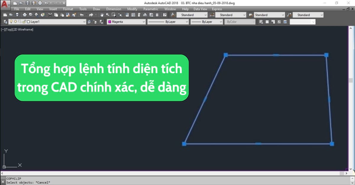 đo diện tích bằng Properties AutoCAD