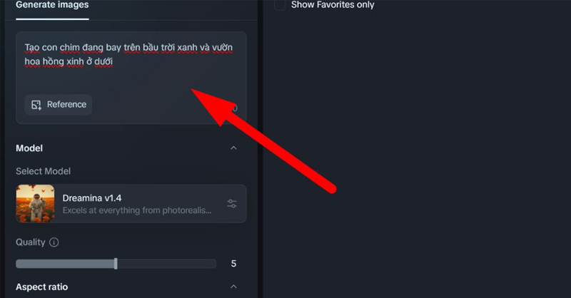 Nhập mô tả vào Dreamina