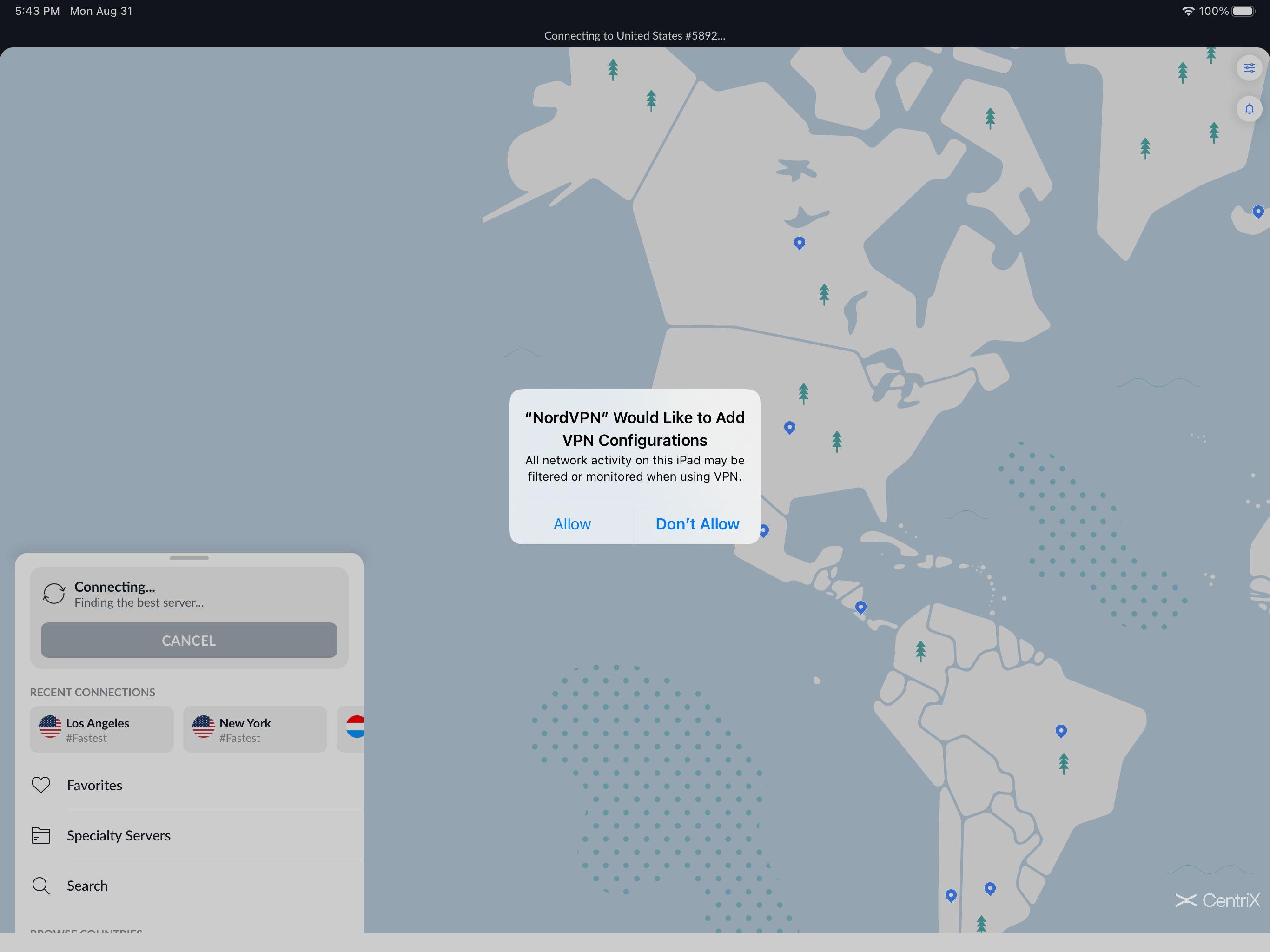 Giao diện NordVPN