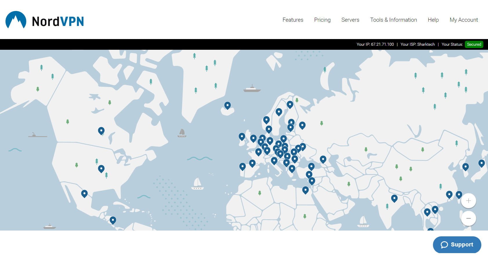 Bản đồ máy chủ NordVPN