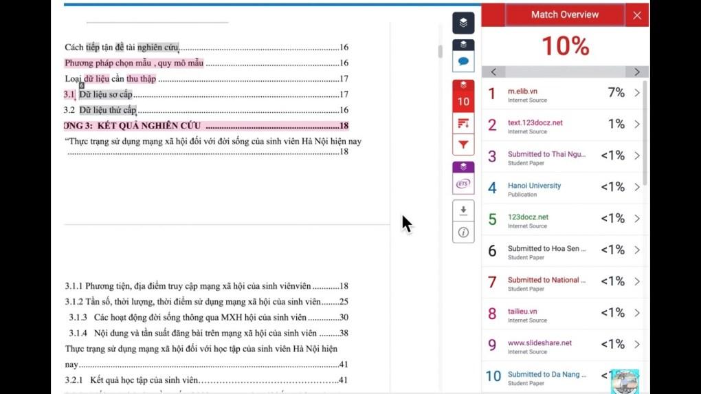 Quy trình kiểm tra Turnitin