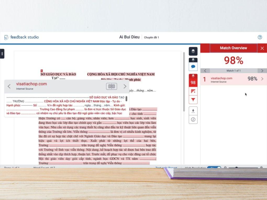 Hướng dẫn đọc báo cáo Turnitin chi tiết